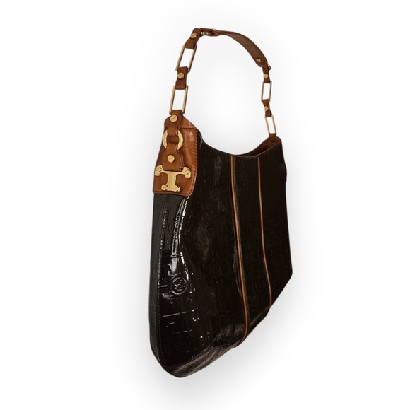Tory Burch Embossed Patent Leather Shoulder Bag – Brown - Picture 5 of 17
